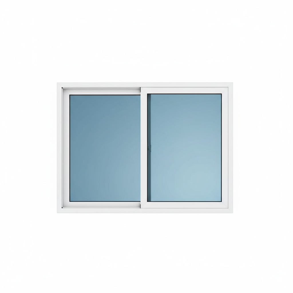 Ventana M100 dos hojas perfiles blancos cristal azul 40x40 pulgadas